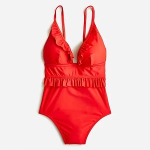 NWT J Crew Ruffle Plunge One Piece